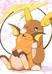 3_fingers 3_toes ambiguous_gender blue_eyes blush brown_body brown_eyes brown_fur duo feet fingers fur happy headpat looking_at_another one_eye_closed orange_body orange_fur sitting soles tail tan_body tan_fur toes yellow_body yellow_fur raaaichupudding nintendo pokemon alolan_form alolan_raichu generation_1_pokemon generation_7_pokemon pokemon_(species) raichu regional_form_(pokemon) 2025 absurd_res hi_res japanese_description