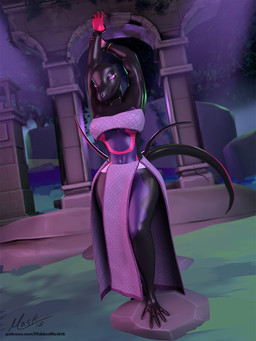 anthro bedroom_eyes big_breasts breasts cloth clothed clothing female forest narrowed_eyes navel night plant raised_arm seductive skimpy solo thick_thighs tree wide_hips hiddenmask18 nintendo pokemon generation_7_pokemon pokemon_(species) salazzle scalie 3:4 3d_(artwork) blender_(artwork) digital_media_(artwork) hi_res