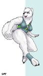 anthro athletic athletic_anthro athletic_female featureless_crotch female fluffy fluffy_chest fluffy_tail fur solo tail white_body white_fur yellow_eyes gasmaskfox vika_(gasmaskfox) canid canine canis domestic_dog mammal nordic_sled_dog samoyed spitz 2020 4:7 absurd_res digital_media_(artwork) hi_res