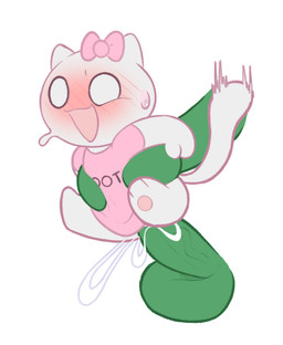 ambiguous_anthro ambiguous_gender ambiguous_penetrated ambiguous_penetration anthro anthro_penetrated balls barefoot blush blushing_profusely bodily_fluids bottomless bottomless_ambiguous bottomless_anthro bow_(feature) bow_ribbon chibi clothed clothed_ambiguous clothed_anthro clothing disembodied_hand disembodied_penis duo empty_eyes feet genitals green_body green_penis hindpaw holding_another holding_partner larger_male male male/ambiguous male_penetrating male_penetrating_ambiguous male_penetrating_anthro mitten_hands monotone_body mostly_offscreen_character mostly_offscreen_male noseless open_mouth open_smile pawpads paws penetration penile penile_penetration penis pink_clothing pink_pawpads pink_ribbon pink_shirt pink_topwear sex shirt shirt_only simple_background simple_eyes size_difference smaller_ambiguous smaller_anthro smile solo_focus sweat tail text text_on_clothing text_on_shirt text_on_topwear topwear topwear_only tremble_spikes vein veiny_penis white_background white_body white_eyes white_tail 4chan_anon unknown_artist 4chan moot ambiguous_species domestic_cat felid feline felis mammal 2025 digital_media_(artwork) flat_colors female_(lore)