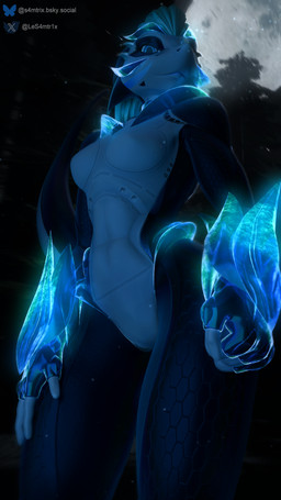 abs anthro athletic athletic_anthro athletic_female blue_body blue_eyes breasts female fur glowing glowing_body glowing_eyes glowing_fur glowing_horn glowing_markings horn looking_at_viewer low-angle_view markings scales small_breasts smile solo standing tail thick_thighs samtrix warfaremachine_(modeler) cassie_(warfaremachine) scalie 3d_(artwork) 4k 9:16 absurd_res digital_media_(artwork) hi_res