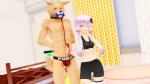 anthro blush bulge clothed clothing duo female hair jockstrap male male/female muscular muscular_male nipples open_mouth pecs purple_hair smile underwear malicekira utau vocaloid sou_notamine yuzuki_yukari canid canine canis domestic_dog human mammal 16:9 2019 3d_(artwork) digital_media_(artwork) mikumikudance_(artwork) widescreen