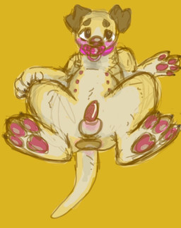ageplay anthro gag genitals infantilism knot male object_in_mouth pacifier pacifier_gag pacifier_in_mouth paws penis plug_(sex_toy) plug_insertion roleplay sex_toy solo young young_anthro gaypaw canid canine canis domestic_dog mammal