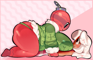 abstract_background big_breasts big_butt black_eyes breast_squish breasts brown_body brown_skin butt butt_squish christmas_clothing christmas_sweater christmas_topwear clothing drop_shadow duo eye_contact eyelashes female female/female female_humanoid for_a_head glistening glistening_butt glistening_legs glistening_thighs green_clothing green_panties green_sweater green_topwear green_underwear hair holidays huge_breasts humanoid_on_humanoid larger_female legwear looking_at_another looking_down looking_down_at_another looking_up_at_another not_furry panties pattern_clothing pattern_legwear pattern_stockings pattern_sweater pattern_topwear red_body red_butt size_difference slightly_chubby slightly_chubby_female slightly_chubby_humanoid smaller_female smile squish stockings striped_clothing striped_legwear striped_stockings stripes sweater thick_thighs topwear underwear white_hair white_sclera wide_hipped_female wide_hipped_humanoid wide_hips b_uckethead blushcrunch_studio christmas dandy's_world roblox bobette_(dandy's_world) ginger_(dandy's_world) animate_inanimate cookie_humanoid humanoid living_cookie object_head toon_(dandy's_world) 2025 digital_media_(artwork) hi_res shaded