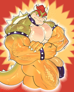anthro armband barazoku barely_contained biceps big_bulge big_muscles big_penis bottomwear bracelet bulge butt claws clothed clothing collar deltoids detailed_bulge emanata erection erection_under_clothing eyebrows flexing flexing_bicep genital_outline genitals hair hand_on_arm horn huge_bulge huge_muscles huge_penis humanoid_genitalia humanoid_penis ineffective_censorship jewelry kemono looking_at_viewer male manly motion_lines muscular muscular_anthro muscular_arms muscular_male pecs penis penis_base penis_outline penis_squish quads red_background scales shell simple_background skimpy solo spiked_armband spiked_bracelet spiked_collar spiked_shell spiked_tail spikes spikes_(anatomy) squish standing tail thick_arms thick_penis thick_thighs tight_bottomwear tight_clothing topless topless_anthro topless_male triceps vein egg_concept mario_bros nintendo bowser koopa scalie 2026 censored hi_res watermark