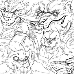 anthro clothing empty_eyes eyes_closed fangs grin hat headgear headwear looking_at_viewer male narrowed_eyes smile solo teeth tongue tongue_out crazydrak canid canine mammal 1:1 2012 dated monochrome sketch sketch_page