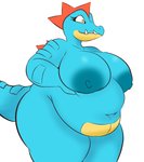 absurd_res anthro areola belly big_areola big_belly big_breasts big_nipples breasts deep_navel female feraligatr generation_2_pokemon hi_res huge_belly huge_breasts huge_thighs hyper hyper_belly navel nintendo nipples overweight overweight_anthro overweight_female plantedpot pokemon pokemon_(species) solo thick_thighs wide_hips