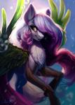 black_lips blue_hair feathered_wings feathers female feral fur gradient_eyes hair hooves lips pink_hair plant purple_body purple_fur purple_hair smile solo wings lulemt hasbro my_little_pony elemental_creature equid equine flora_fauna horse hybrid mammal hi_res