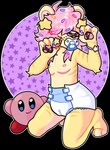 ageplay anthro clothed clothing diaper fur hair hair_over_eyes infantilism male nipples pacifier roleplay simple_background solo stars_in_hair topless topless_anthro topless_male wearing_diaper poofypup kirby_(series) nintendo kirby felid lion mammal pantherine alpha_channel digital_media_(artwork) hi_res trans_(lore) trans_man_(lore)