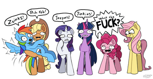 clothing cowboy_hat eyelashes female feral freckled_face freckles group hat headgear headwear horn long_eyelashes motion_lines profanity shocked simple_background wings simpledoggoarts friendship_is_magic hasbro my_little_pony mythology applejack_(mlp) fluttershy_(mlp) pinkie_pie_(mlp) rainbow_dash_(mlp) rarity_(mlp) twilight_sparkle_(mlp) earth_pony equid equine horse mammal mythological_creature mythological_equine pegasus pony unicorn