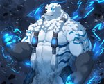 5_fingers anthro biceps black_nose blue_eyes braided_hair electricity electricity_manipulation elemental_manipulation fingers fur grey_body grey_fur hair humanoid_hands male muscular muscular_anthro muscular_male nude pecs solo triceps white_body white_fur ixkouu league_of_legends riot_games tencent volibear bear mammal polar_bear ursine 2020 blue_theme signature