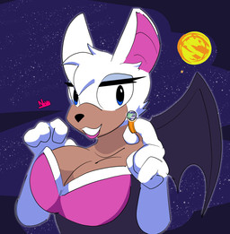 anthro big_breasts breasts earth female giga macro planet smile solo space star sun nova_prowler sega sonic_the_hedgehog_(series) rouge_the_bat bat mammal absurd_res hi_res