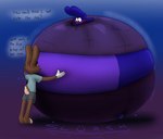 3_toes 4_fingers anthro barefoot belly big_belly biped black_nose black_text blue_background blue_body blue_countershading blue_ears blue_fur blue_text blue_toes blue_tuft blueberry_inflation bodily_noises body_inflation bottomwear brown_body brown_ears brown_fur brown_tail buckteeth cheek_spots cheek_tuft clothed clothed_anthro clothed_female clothing compliment countershade_face countershade_tail countershading dialogue duo eye_contact eyelashes facial_tuft feet female female_anthro female_focus fingers front_view fur gradient_background hyper hyper_inflation immobile inflation inflation_fetish larger_anthro larger_female liquid_inflation looking_at_another male male/female male_anthro midriff morbidly_obese morbidly_obese_anthro morbidly_obese_female obese obese_anthro obese_female overweight overweight_anthro overweight_female pie_cut_eyes rear_view shirt shorts simple_background size_difference smaller_anthro smaller_male sound_effects spherical_inflation standing t-shirt tail talking_to_another talking_to_partner tan_body tan_countershading teeth text three-quarter_view tiptoes toeless_(marking) toes topwear tuft umlaut thatoneaceguy nicky_(thatoneaceguy) tanya_granger lagomorph leporid mammal rabbit 2021 digital_drawing_(artwork) digital_media_(artwork) english_text