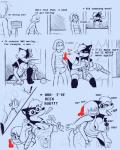 alternate_universe anthro areola big_eyes blush breast_fondling breast_play breasts bulge canid canine canis clothed clothing crossgender crouching dildo doggo_(undertale) domestic_dog duo english_text erection erection_under_clothing exclamation_point female fondling frisk_(undertale) genitals grope hand_on_breast happy hi_res human human_on_anthro interspecies male male/female mammal nipple_outline nipples one_breast_out penis plant profanity questionable_consent rubbing sex sex_toy shirt sign smile tank_top text thewill tongue tongue_out topwear tree under(her)tail undertale undertale_(series) vaginal wide_eyed