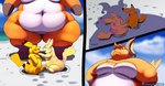 angry anthro beach belly big_belly big_breasts big_butt breasts butt duo female feral flirting fur group hair larger_female looming looming_over male male/female nude obese obese_anthro obese_female overweight overweight_anthro overweight_female overweight_male seaside size_difference thick_thighs yellow_body yellow_fur kazecat nintendo pokemon cocoa_(cheesecaker) milachu sparks_(cheesecaker) generation_1_pokemon mammal pikachu pokemon_(species) raichu rodent