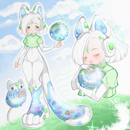 aquarium_body bubble cat_headphones clothed clothing cloud colored_nails computer_mouse crop_top cybernetics electronics female frutiger_aero fully_clothed globe grass green_eyes green_nails hair half-closed_eyes headphones holding_globe holding_object machine medium_hair multicolored_clothing nails narrowed_eyes outside plant robotic_legs shirt skinny sky smile solo sparkles standing tail topwear translucent translucent_legs translucent_tail water white_hair tarutoneko animal_humanoid aquatic cat_humanoid cyborg felid felid_humanoid feline feline_humanoid fish humanoid mammal mammal_humanoid hi_res multiple_images
