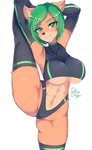 abs anthro athletic athletic_female breasts clothing curvy_figure female flexible fur gloves green_hair hair handwear legwear one_leg_up raised_leg solo splits spread_legs spreading standing thick_thighs thigh_highs toned_female under_boob vertical_splits voluptuous wide_hips drogodoggo activision crash_bandicoot_(series) crash_team_racing_(series) ami_bandicoot bandicoot mammal marsupial hi_res