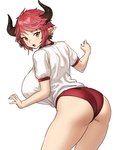 asian_clothing athletic_wear big_breasts bottomwear breasts buruma butt clothing east_asian_clothing female gym_uniform horn huge_breasts humanoid_pointy_ears japanese_clothing looking_at_viewer looking_back not_furry pointy_ears solo uniform houtengeki cygames granblue_fantasy sturm_(granblue_fantasy) draph horned_humanoid humanoid 2021 hi_res