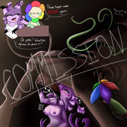 anthro duo duo_focus female feral group in_heat love male male/female nude nude_anthro penis_in_mouth pinata pose sex text fluffystuf_nsfw blushcrunch_studio dandy's_world roblox dandy_(dandy's_world) yatta_(dandy's_world) animate_inanimate living_pinata 1:1 english_text hi_res pinup