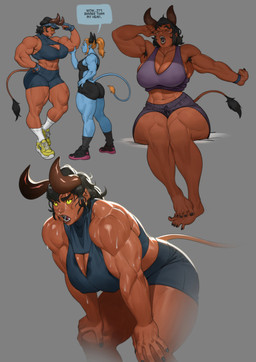 abs armpit_hair bare_shoulders biceps big_breasts big_butt black_clothing black_hair black_nails blue_body blue_skin bodily_fluids body_hair breasts broad_shoulders butt cleavage cleavage_cutout clothed clothing colored_nails criss-cross_clothing crop_top cutout deltoids duo electronics exercise eyelashes female female/female flexing flexing_bicep forearm_muscles freckled_face freckled_shoulders freckles hair horn lips long_eyelashes muscular muscular_arms muscular_female muscular_humanoid muscular_legs nails nipple_outline not_furry open_mouth pecs phone piercing quads shirt short_hair sitting solo stretching tail thick_thighs topwear triceps yawn yellow_sclera nesskain jocelyn_(nesskain) demon horned_humanoid humanoid hi_res portrait three-quarter_portrait