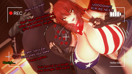 after_anal after_oral after_rimming anus balls bestiality big_balls big_breasts bodily_fluids breasts camera_view dialogue dirty_talk equine_anus female female_humanoid female_on_feral female_rimming_male feral genitals gesture hand_gesture huge_balls huge_breasts huge_thighs humanoid_on_feral kiss_mark light-skinned_female light_body light_skin lipstick lipstick_on_anus looking_at_viewer makeup male male/female male_feral puffy_anus red_lipstick saliva saliva_on_anus saliva_string species_fetish text thick_thighs v_sign baobabz third-party_edit koikatsu vtuber zentreya equid equine horse humanoid mammal 16:9 3d_(artwork) censor_removal_edit digital_media_(artwork) english_text hi_res widescreen