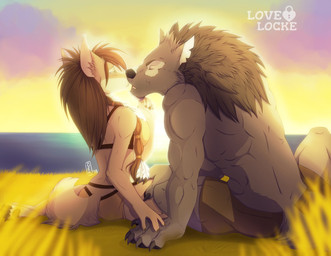 anthro athletic athletic_anthro athletic_male black_body black_fur black_nose bottomwear bra braided_hair breasts brown_body brown_fur brown_hair clothed clothing death_knight duo female fur hair hand_holding hand_on_ground inner_ear_fluff kissing leaning_in long_hair looking_at_another looking_at_partner male male/female midriff outside panties romantic romantic_couple shorts sitting teeth topless topless_male tuft underwear lovelocke blizzard_entertainment warcraft canid canine canis mammal undead werecanid werecreature wolf worgen 2018 hi_res