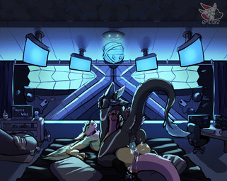 4_ears anthro anvil_position athletic bed bodily_fluids claws cum cum_inside duo dyson_sphere ejaculation feathers feet female from_front_position furniture genital_fluids genitals herm intersex intersex/female leaking_cum legs_up lying maleherm multi_ear muscular nude on_back on_bed penetration penile penile_penetration penis penis_in_vagina sex smile space space_station spacecraft tail text vaginal vaginal_penetration vehicle winged_arms wings sjey_arts aerine quinn_(moth4250) avali avian hi_res
