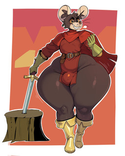 anthro big_butt biped bottom_heavy bulge butt clothed clothing femboy footwear fur hair huge_hips huge_thighs hyper hyper_thighs male male_anthro medieval medieval_clothing melee_weapon simple_background small_waist smile solo sword thick_thighs weapon wide_hips cafe_ydonas donas mammal murid murine rat rodent digital_media_(artwork) hi_res