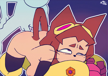 anthro arm_warmers armwear breasts butt clothing duo eyewear female goggles hair legwear male male/female medium_breasts sex short_hair stockings stlkr gameoverse glitch_productions kit_bodega domestic_cat felid feline felis humanoid mammal animated hi_res