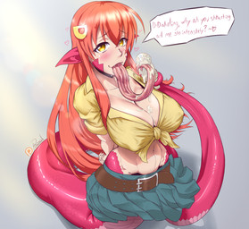 apode big_breasts bottomwear breasts cleavage clothed clothing dessert female food forked_tongue ice_cream legless monster_girl_(genre) serpentine simple_background skirt split_form tongue tongue_out plasmidhentai monster_musume miia_(monster_musume) animal_humanoid draconcopode humanoid lamia reptile reptile_humanoid scalie scalie_humanoid snake snake_humanoid hi_res