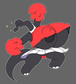 anthro black_body breasts camel_toe cheerleader cheerleader_outfit clothed clothing eyes_closed female grey_background nipple_slip nipples non-mammal_breasts non-mammal_nipples pom_poms red_clothing simple_background solo sparkles tail upskirt wardrobe_malfunction white_clothing slem cartoon_network the_amazing_world_of_gumball molly_collins dinosaur prehistoric_species reptile saurischian sauropod sauropodomorph scalie 2025 digital_drawing_(artwork) digital_media_(artwork)