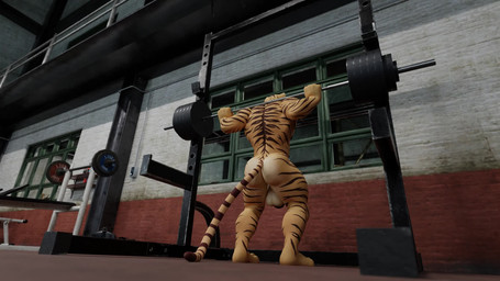 anthro backsack balls balls_on_ground barbell barbell_squats big_butt butt crouching exercise fur genitals gym humanoid_genitalia humanoid_penis male muscular muscular_anthro muscular_male nude nude_workout pecs penis solo striped_body striped_fur stripes weightlifting weights workout f-euphrates euphrates felid mammal pantherine tiger 16:9 3d_(artwork) 3d_animation animated digital_media_(artwork) hi_res no_sound short_playtime video widescreen