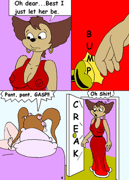 accessory age_difference anthro bed bed_sheet bedding black_nose bow_ribbon breasts brown_hair cleavage clothed clothing dialogue dress duo ear_piercing ear_ring female fur furniture hair hair_accessory hair_bow hair_bows hair_ribbon loli nipples nude older_female open_mouth piercing pillow ribbons ring_piercing tan_body tan_fur text translucent translucent_clothing voyeur young younger_female kthanid_(artist) disney goof_troop peg_pete pistol_pete canid felid mammal comic english_text daughter_(lore) incestuous_voyeur_(lore) mother_(lore) mother_and_child_(lore) mother_and_daughter_(lore) parent_(lore) parent_and_child_(lore) parent_and_daughter_(lore)