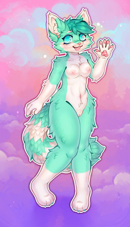 anthro blue_body blue_eyes blue_fur breasts countershading female fur genitals gesture gloves_(marking) leg_markings markings nude_anthro open_mouth open_smile sky skyscape smile socks_(marking) solo standing striped_markings striped_tail stripes tail tail_markings vulva waving waving_at_viewer white_body white_countershading timauwu felid feline mammal 4:7 absurd_res hi_res