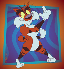3_toes 4_fingers abstract_background anthro arm_tuft back_tuft belly big_butt biped black_eyebrows black_nose black_stripes butt cheek_tuft chest_tuft chin_tuft curvy_figure eyebrows facial_tuft feet fingers fist fluffy fluffy_chest fur gesture glance gloves_(marking) grin grinning_at_viewer hand_gesture head_tuft humanoid_hands humanoid_heel leg_markings looking_aside looking_aside_at_viewer looking_at_viewer male markings multicolored_body multicolored_fur nude nude_anthro nude_male orange_body orange_fur paws pecs plantigrade pose raised_finger raised_heel raised_index_finger raised_tail ribs scut_tail short_tail shoulder_tuft slightly_chubby slightly_chubby_anthro slightly_chubby_male small_tail smile smiling_at_viewer smirk smirking_at_viewer socks_(marking) solo standing_on_toes striped_body striped_fur striped_markings striped_tail stripes tail tail_markings thick_calves thick_eyebrows thick_thighs tiptoes toes tuft two_tone_body two_tone_fur whiskers white_belly white_body white_feet white_fur white_hands wide_hips wide_stance yellow_sclera gavanzude adventures_from_the_book_of_virtues pbs socrates_the_bobcat bobcat felid feline lynx mammal 2026 alternate_version_at_paywall colored digital_drawing_(artwork) digital_media_(artwork) flat_colors hi_res pinup signature