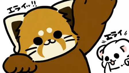 ambiguous_gender biped brown_body brown_fur chibi dot_eyes duo eyes_closed feral fur gesture simple_background simple_eyes text waving white_background white_body white_fur shi_nominmin ailurid mammal mustelid musteline red_panda stoat true_musteline weasel 2020 animated japanese_text no_sound short_playtime video