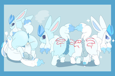 alternate_form anus ball_fondling balls blep blue_background blue_border blue_eyes blue_pawpads bodily_fluids border butt cum cum_from_vagina cum_in_vagina cum_inside cum_on_penis cum_splatter dominant dominant_female duo ejaculation feet female female_penetrated feral feral_on_feral feral_penetrated feral_penetrating feral_penetrating_feral fondling footjob_on_balls genital_fluids genitals head_back hindpaw humanoid_genitalia humanoid_genitalia_on_feral humanoid_penis humanoid_penis_on_feral humanoid_vulva humanoid_vulva_on_feral leaking_cum looking_back male male/female male_penetrating male_penetrating_female pawpads paws penetration penile penile_penetration penis presenting presenting_hindquarters sex simple_background soles sparkles sprinkles sprinkles_in_fur sprinkles_on_butt sprinkles_on_tail steam steamy_breath syrup thick_thighs tongue tongue_out vaginal vaginal_penetration vulva wide_hips snazzle_snapp nintendo pokemon canid eeveelution generation_4_pokemon glaceon mammal pokemon_(species)
