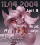anthro claws female finger_claws food honey_(food) looking_at_viewer red_eyes smile solo text passionatevesta vesta bovid caprine goat mammal cover cover_art cover_page english_text hi_res