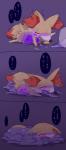 2015 ambiguous_gender blush canid canine comic creepy dazed dissolving fennekin feral fur generation_1_pokemon generation_6_pokemon glowing glowing_eyes goo-connected_lips goo_creature goo_transformation half-closed_eyes hi_res hypnosis inflation inner_ear_fluff japanese_text mammal melting mind_control muk narrowed_eyes nightmare_fuel nintendo open_mouth pokemon pokemon_(species) red_eyes shaking slime slime_inflation solo text transformation translated tuft what winte