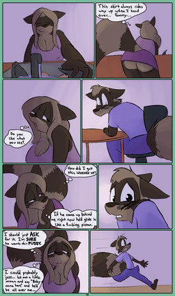 anthro big_breasts breasts cleavage clothed clothing duo erection erection_under_clothing female huge_breasts male male/female nipple_outline nipples_visible_through_clothing profanity text thought_bubble upskirt upskirt_view voyeur washing_dishes dirty_bunny marissa_keys tommy_keys mammal procyonid raccoon comic english_text incestuous_temptation_(lore) incestuous_voyeur_(lore) mother_(lore) mother_and_child_(lore) mother_and_son_(lore) parent_(lore) parent_and_child_(lore) parent_and_son_(lore) son_(lore)