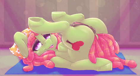 anatomically_correct anatomically_correct_genitalia anatomically_correct_vulva anus cutie_mark dreadlocks female feral genitals hair hooves looking_at_viewer lying multicolored_hair solo tongue tongue_out two_tone_hair vulva dimwitdog friendship_is_magic hasbro my_little_pony tree_hugger_(mlp) earth_pony equid equine horse mammal pony 2017 digital_media_(artwork) hi_res