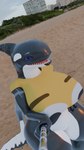 3d_(artwork) 4k 9:16 absurd_res anthro beach big_breasts blender_(artwork) blender_cycles bottomless breasts bulging_smiley_shirt_meme camel_toe cetacean clothed clothing digital_media_(artwork) dolphin female hi_res huge_breasts indane mammal marine meme meme_clothing oceanic_dolphin orca qanak scar scarification selfie selfie_stick solo toothed_whale wide_hips