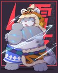 ambiguous_gender anthro belly biped clothing feet grey_body hat headgear headwear kemono overweight overweight_ambiguous solo white_body kusosensei gunfire_reborn lei_luo_(gunfire_reborn) felid mammal pantherine 2023 hi_res