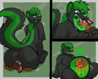 abdominal_bulge anal anthro bodily_fluids duo facesitting hypnosis imminent_digestion male male/male male_pred mind_control open_mouth oral rimming saliva sex sitting_on_another stomach_acid tongue uvula vore dakomics colt_(lyoen) syfer_(skunk) canid canine canis mammal mammal_taur mephitid mephitid_taur skunk skunk_taur taur wolf 2d_animation 5:4 animated motion_tweening