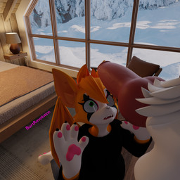 ambiguous_gender anthro balls bed bedroom clothed clothing duo fur furniture genitals hair hoodie imminent_sex knot looking_at_genitalia looking_at_penis male nude orange_body orange_fur orange_hair paws penis scared snow topwear white_body white_fur burtrevolution dust:_an_elysian_tail burtrevolution_(burtrevolution) fidget_(elysian_tail) bat canid canine fox mammal nimbat 1:1 3d_(artwork) absurd_res blender_(artwork) digital_media_(artwork) hi_res huge_filesize