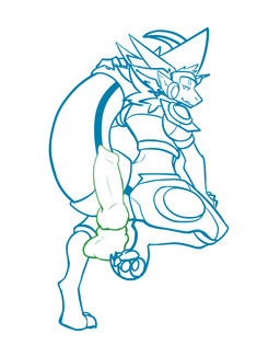 animal_genitalia anthro armor bedroom_eyes bent_legs dildo genitals horn knot knotted_dildo looking_at_viewer looking_back machine male narrowed_eyes pawpads paws raised_tail rear_view seductive sex_toy sheath simple_background smile smiling_at_viewer solo tail tail_over_shoulder visor tqualizer track_proto protogen