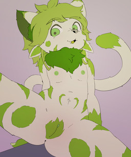 anthro anus areola butt clitoris female female_anthro flat_chested genitals green_areola green_eyes green_markings green_nipples green_tongue green_vulva markings navel nipples nude nude_anthro nude_female solo spread_legs spreading tongue vulva white_body young young_anthro young_female anikki domestic_cat felid feline felis humanoid mammal 5:6 absurd_res hi_res