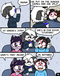anthro beverage_can family female fur furniture hair inside sofa young pokefound da_silva pink_(pink) violet_(pokefound) wendy_(pokefound) bat border_collie canid canine canis collie domestic_dog herding_dog mammal megabat pastoral_dog sheepdog comic hi_res brother_(lore) brother_and_sister_(lore) daughter_(lore) mother_(lore) mother_and_child_(lore) mother_and_daughter_(lore) mother_and_son_(lore) parent_(lore) parent_and_child_(lore) parent_and_daughter_(lore) parent_and_son_(lore) sibling_(lore) sister_(lore) son_(lore)