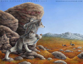 ambiguous_gender anthro armband dagger digitigrade feral glyphs grass group holding_dagger holding_melee_weapon holding_object holding_weapon hunting knife legband melee_weapon mountain outside plant rock solo_focus standing tail text weapon dark_natasha mythology werewolf_calendar canid canine canis deer mammal mythological_canine mythological_creature new_world_deer reindeer werecanid werecanine werecreature werewolf wolf 2012 signature url