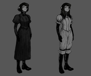 anthro bloomers boots bottomwear clothing collar corset dress eyewear female footwear freckled_face freckles glasses gloves hair_up handwear lingerie medium_length_hair shoes solo topwear underwear wearing_glasses hladilnik mary_ann_(hladilnik) american_opossum mammal marsupial 6:5 greyscale hi_res monochrome